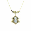 náhrdelník s přívěskem (j) | stará mosaz - jadeit (2.)