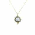 náhrdelník s přívěskem (g) | stará mosaz - chalcedon